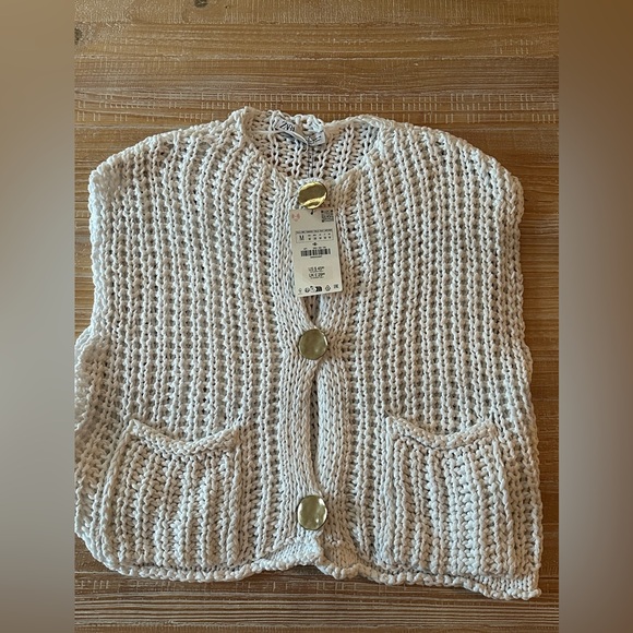 Zara Sweaters - Zara Cream Button-Up Women's Cardigan
